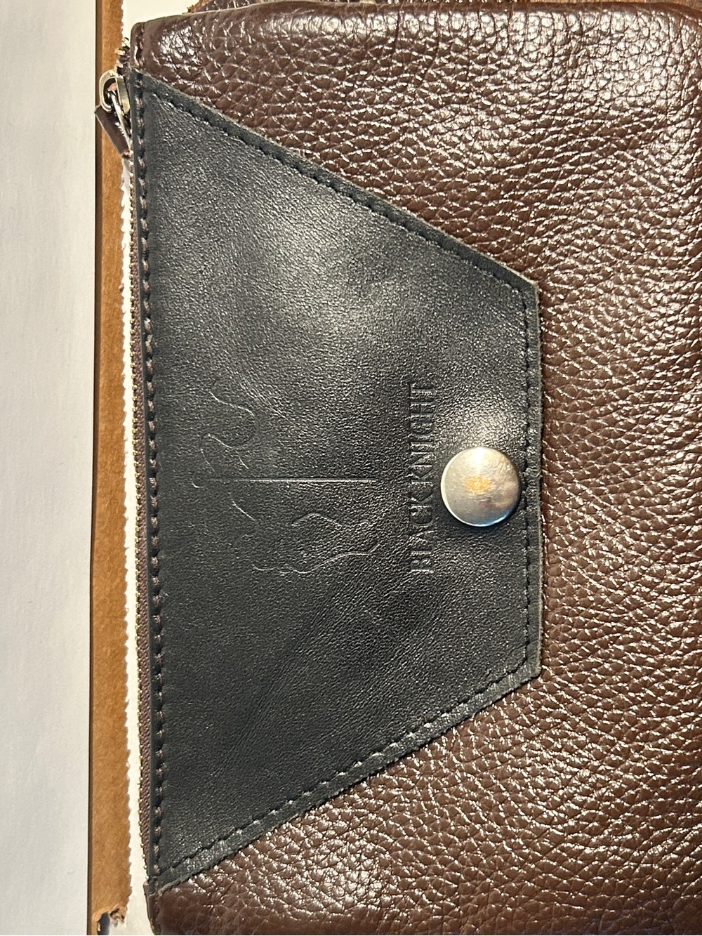 Equestrian Leather Wristlet Clutch in Brown and Black